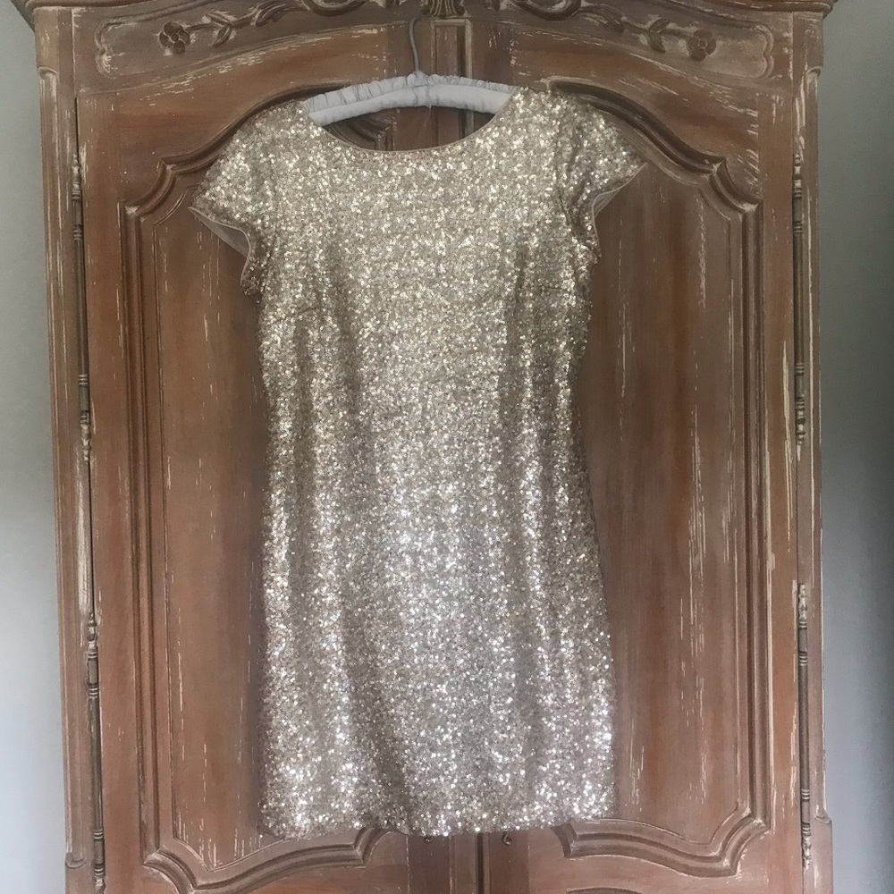 Metallic Sequin Shift Dress